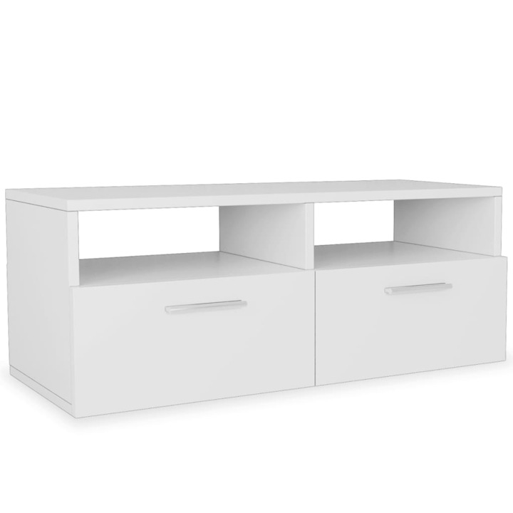 Comoda TV, Zakito Europe, 2 polite/2 compartimente, PAL/PVC, Alb mat, 95x35x36cm