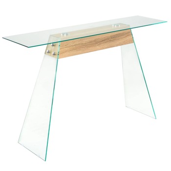 Masa consola, vidaXL, Sticla si MDF, Transparent, 120 x 30 x 76 cm Masa consola, vidaXL, Sticla si MDF, Transparent, 120 x 30 x 76 cm