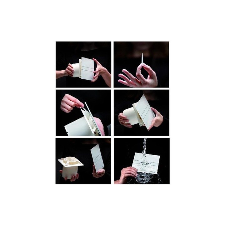 Вентилатор, E-100 G BK, CATA, стъклен преден капак, черен, 115m3h, 2600rpm, IPX4, 31 db, 8 w