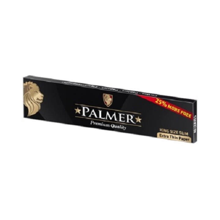 Foite pentru rulat tigarete Palmer Black King Size Slim, ardere lenta, ultra subtire, 107mm, 40 buc