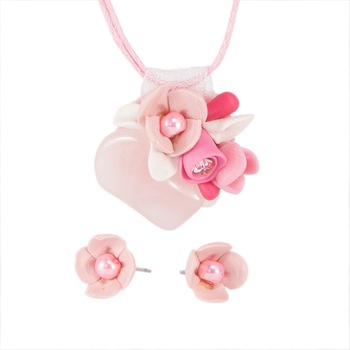 Set Cuart roz cu cristale, Miidefloriart, model 82 Set Cuart roz cu cristale, Miidefloriart, model 82
