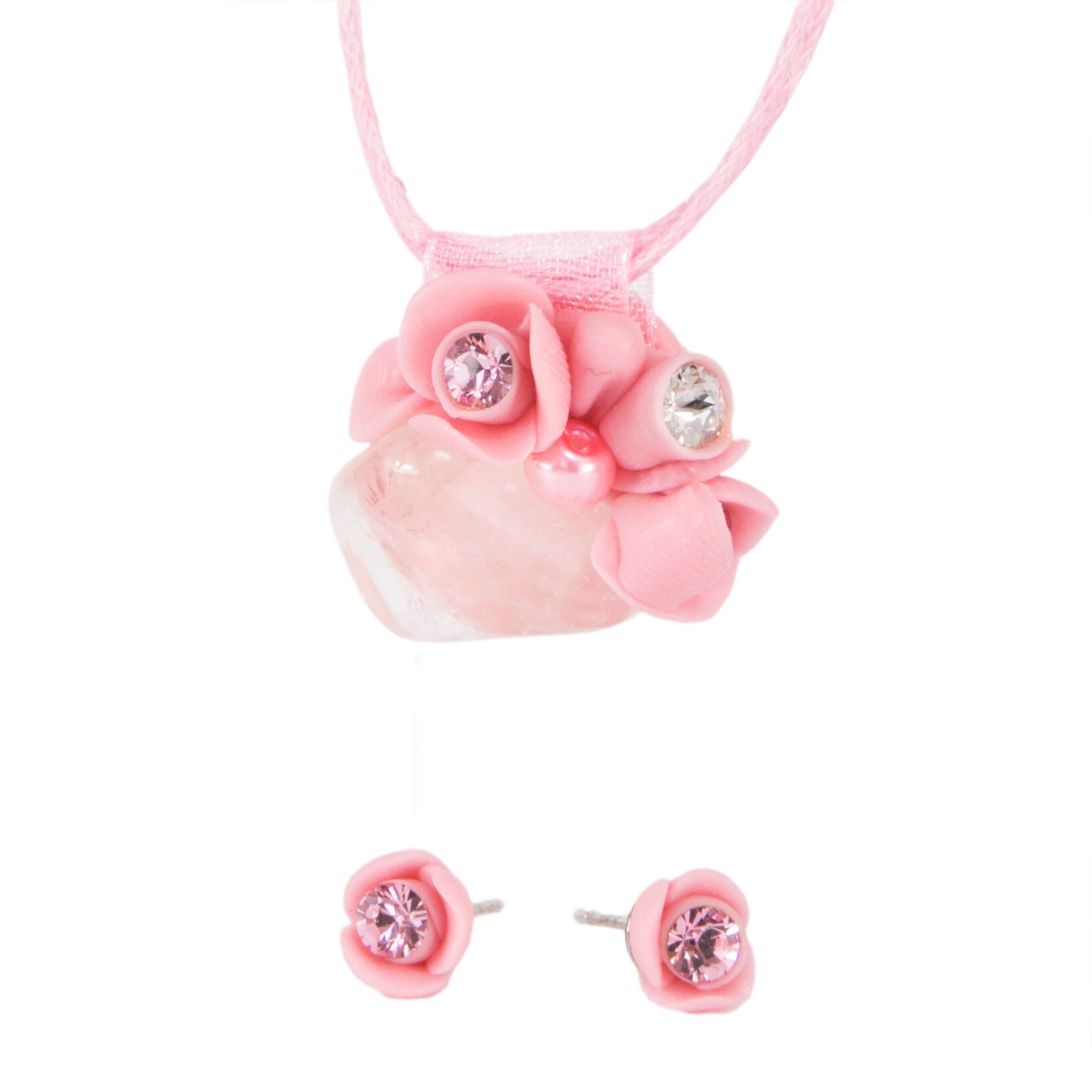 Set Cuart roz cu cristale, Miidefloriart, model 85