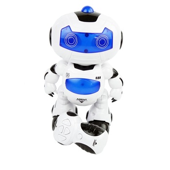 Robot inteligent, cu miscare, muzica, sunete, dans, 22 cm, alb/albastru Robot inteligent, cu miscare, muzica, sunete, dans, 22 cm, alb/albastru