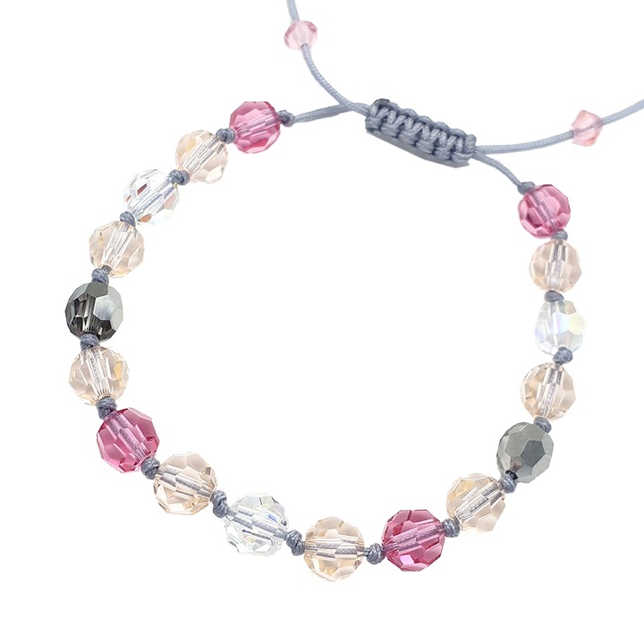 Bratara snur ajustabila Divanis® cu cristale® round 6mm multicolor