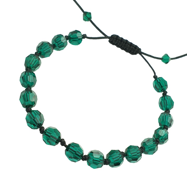 Bratara snur ajustabila Divanis® cu cristale® round 6mm emerald