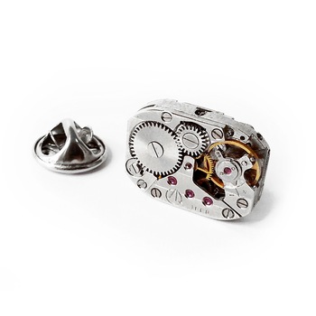 Insigna pin rever camasa sacou cu mecanism de ceas inox, accesorii steampunk, handmade EmilyRay, Insigna pin rever camasa sacou cu mecanism de ceas inox, accesorii steampunk, handmade EmilyRay,
