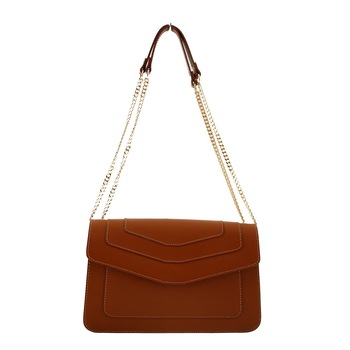 Geanta medie din piele naturala maro deschis, de umar, de dama - LaRue Geanta medie din piele naturala maro deschis, de umar, de dama - LaRue