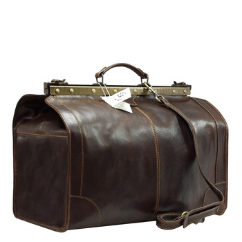 Geanta cu inchidere cu o rama metalica tip doctor, Suveran, din piele naturala vachetta superior maro, made in italy Geanta cu inchidere cu o rama metalica tip doctor, Suveran, din piele naturala vachetta superior maro, made in italy