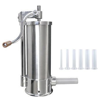 Aparat de umplut carnati 6Kg, 6 palnii incluse, inox alimentar, vertical Aparat de umplut carnati 6Kg, 6 palnii incluse, inox alimentar, vertical