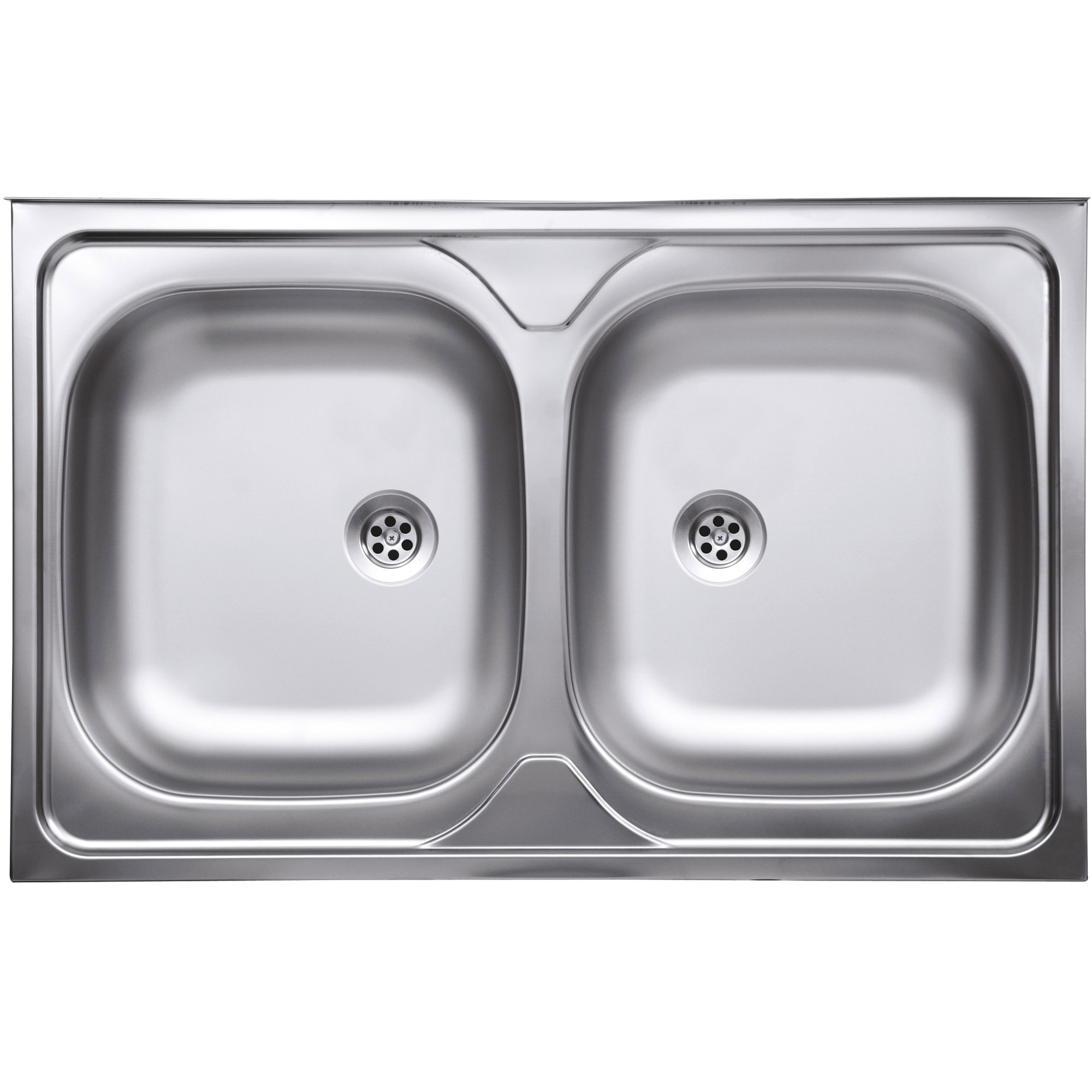 Chiuveta de bucatarie cu doua cuve Ferro DR50/80DTS.H, Inox texturat, 50 x 80 cm, Inox