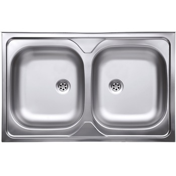 Chiuveta de bucatarie cu doua cuve Ferro DR50/80DTS.H, Inox texturat, 50 x 80 cm, Inox Chiuveta de bucatarie cu doua cuve Ferro DR50/80DTS.H, Inox texturat, 50 x 80 cm, Inox