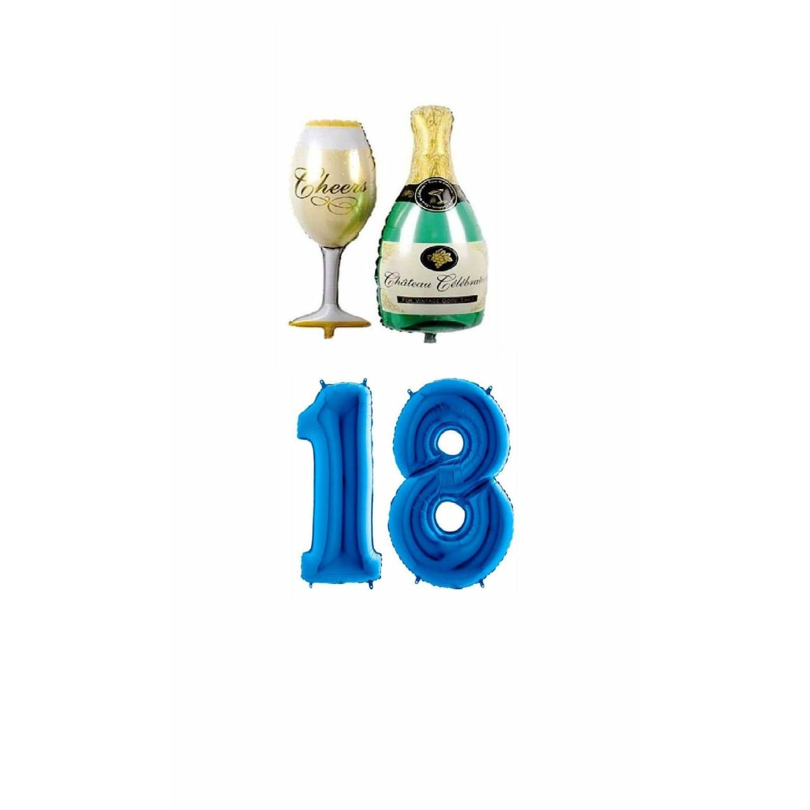 Set 4 baloane - Majorat Albastru cu Sticla si Pahar