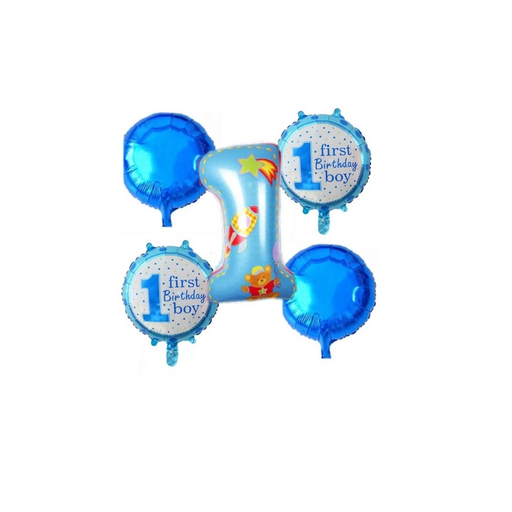 5 db 1. évfordulós lufi készlet - kék