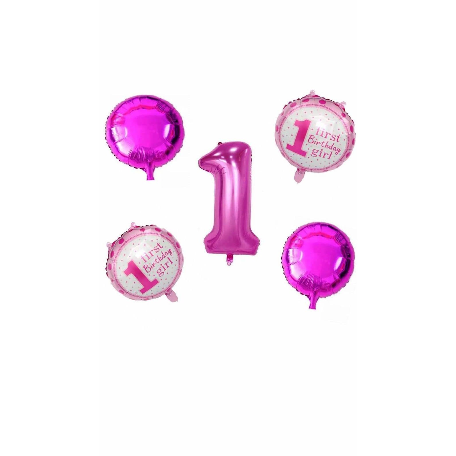 Set 5 baloane cifra 1 - Roz