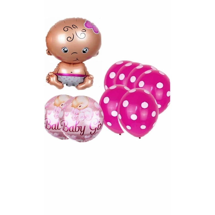13 db-os keresztelő lufi készlet-rózsaszín