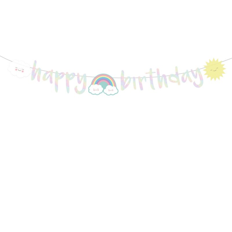 Banner decorativ pentru petrecere -180 x 13 cm, Happy Birthday Curcubeu & Nori, A9904306