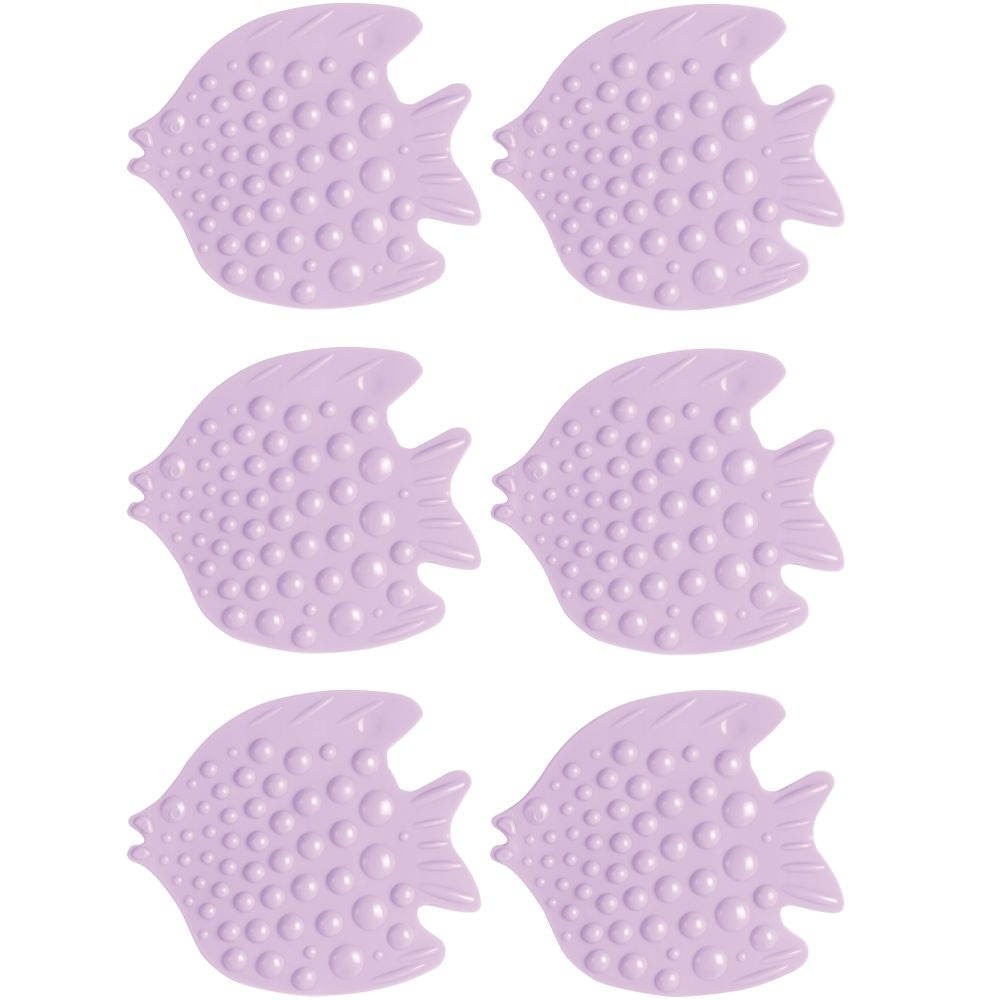 Set forme antiderapante pentru baie, 6 pestisori, mov
