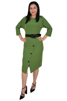 Rochie rafinata Adrianna cu crepeu in fata si nasturi de-a lungul crepeului,D&J Exclussive,negru,42 EU, Verde Rochie rafinata Adrianna cu crepeu in fata si nasturi de-a lungul crepeului,D&J Exclussive,negru,42 EU, Verde