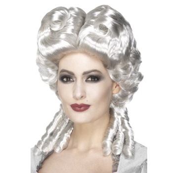 Peruca epoca gotica alba stil baroc cu bucle Peruca epoca gotica alba stil baroc cu bucle