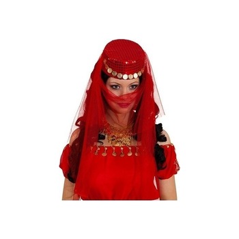 Palarie Dansatoare Orientala cu voal, Rosu Palarie Dansatoare Orientala cu voal, Rosu