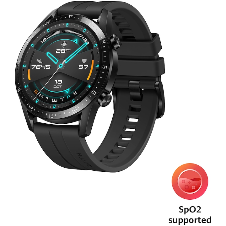 Смарт часовник Huawei Watch GT2, 46 mm, Silicone strap, Matte Black