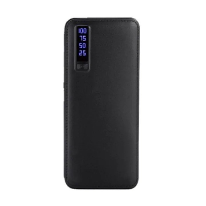 Външна батерия Powerbank, 30 000 mAh, Бързо зареждане, Екологична кожа, Черен