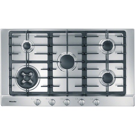 Plita incorporabila Miele KM 2052 G, Gaz, 5 arzatoare, Aprindere electrica, Arzator WOK, 90 cm, Inox