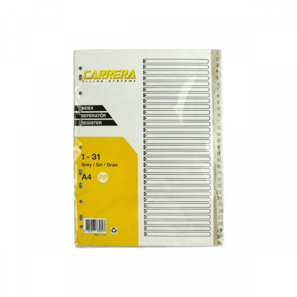 Index din Plastic EVOffice, Numerotat de la 1 la 31, Format A4, Format A4, Despartitoare din Plastic