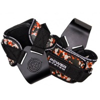 Pereche chingi cu carlig metalic pentru sala de fitness POWER HOOKS PS-3370, marime L, portocaliu camuflaj