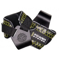 Pereche chingi cu carlig metalic pentru sala de fitness POWER HOOKS PS-3360, marime L, galben
