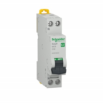 Siguranta automata P+N, 32A, curba de declansare C, capacitate de rupere 4.5kA, Schneider Easy9 Siguranta automata P+N, 32A, curba de declansare C, capacitate de rupere 4.5kA, Schneider Easy9