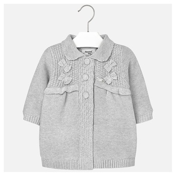 Cardigan tricot bebe fetita, Mayoral, Gri, 3 luni Cardigan tricot bebe fetita, Mayoral, Gri, 3 luni