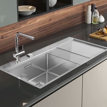 Chiuveta bucatarie inox CookingAid XERON 105 LEFT orientare stanga, 1000*520*200mm cu ventil AUTOMAT scurgere dreptunghiular + accesorii montaj Chiuveta bucatarie inox CookingAid XERON 105 LEFT orientare stanga, 1000*520*200mm cu ventil AUTOMAT scurgere dreptunghiular + accesorii montaj