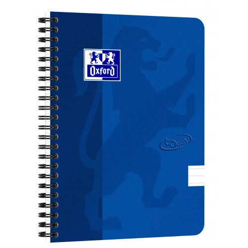 Caiet cu spirala A5, OXFORD School Touch, 70 file - 90g/mp, 4 perf, coperta carton albastra - dictando