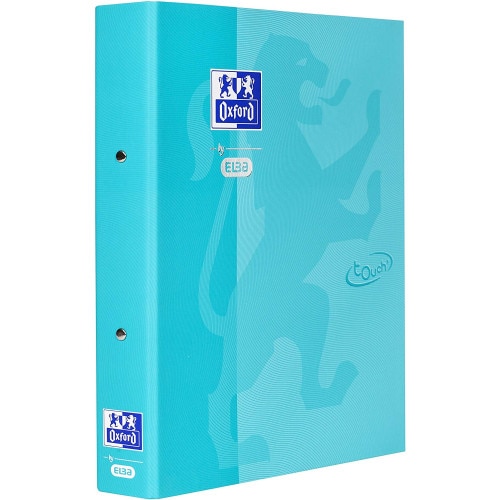 Caiet mecanic cu 2 inele, OXFORD School Touch, A4, carton color soft touch, cotor 45mm - aqua
