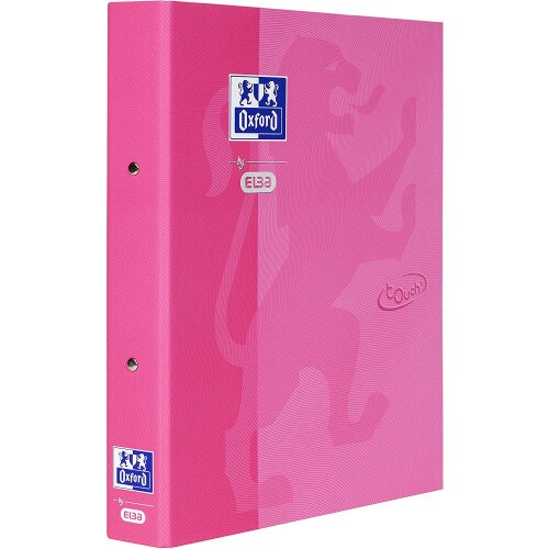 Caiet mecanic cu 2 inele, OXFORD School Touch, A4, carton color soft touch, cotor 45mm - roz