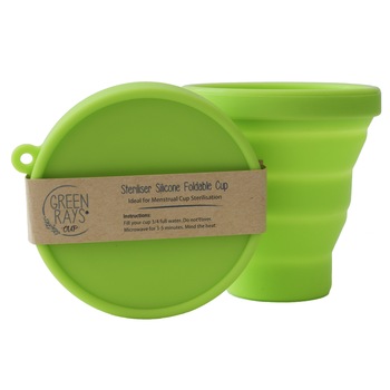 Sterilizator pliabil pentru cupa menstruala, Green Rays, Verde, 7.8 x 8.5 cm Sterilizator pliabil pentru cupa menstruala, Green Rays, Verde, 7.8 x 8.5 cm