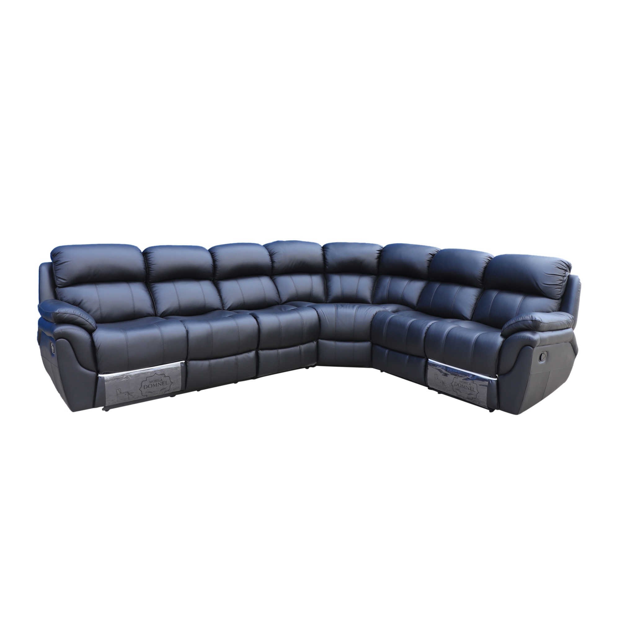 Coltar Md 2458 Interschimbabil (Negru B 113) cu 2 reclinere manuale, Mobila Domnel, Piele naturala suprafata de contact, dimensiune 350 x 255 cm, Negru