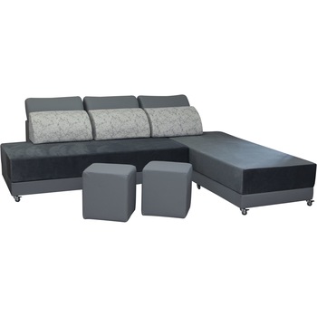 Coltar extensibil Sani Ankona cu Zona de Dormit 165/190 cm, Arcuri tip Bonell si 2 Tabureti, Gri Coltar extensibil Sani Ankona cu Zona de Dormit 165/190 cm, Arcuri tip Bonell si 2 Tabureti, Gri