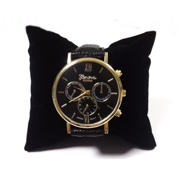 Geneva karóra, fekete műbőr szíjjal