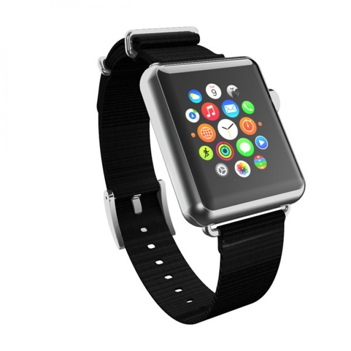 Curea clasica pentru Apple Watch 38mm/40mm, Incipio Nato, negru/argintiu