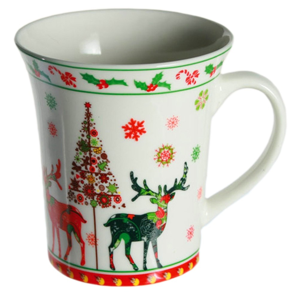 Cana cu reni si brad de Craciun, 1 buc