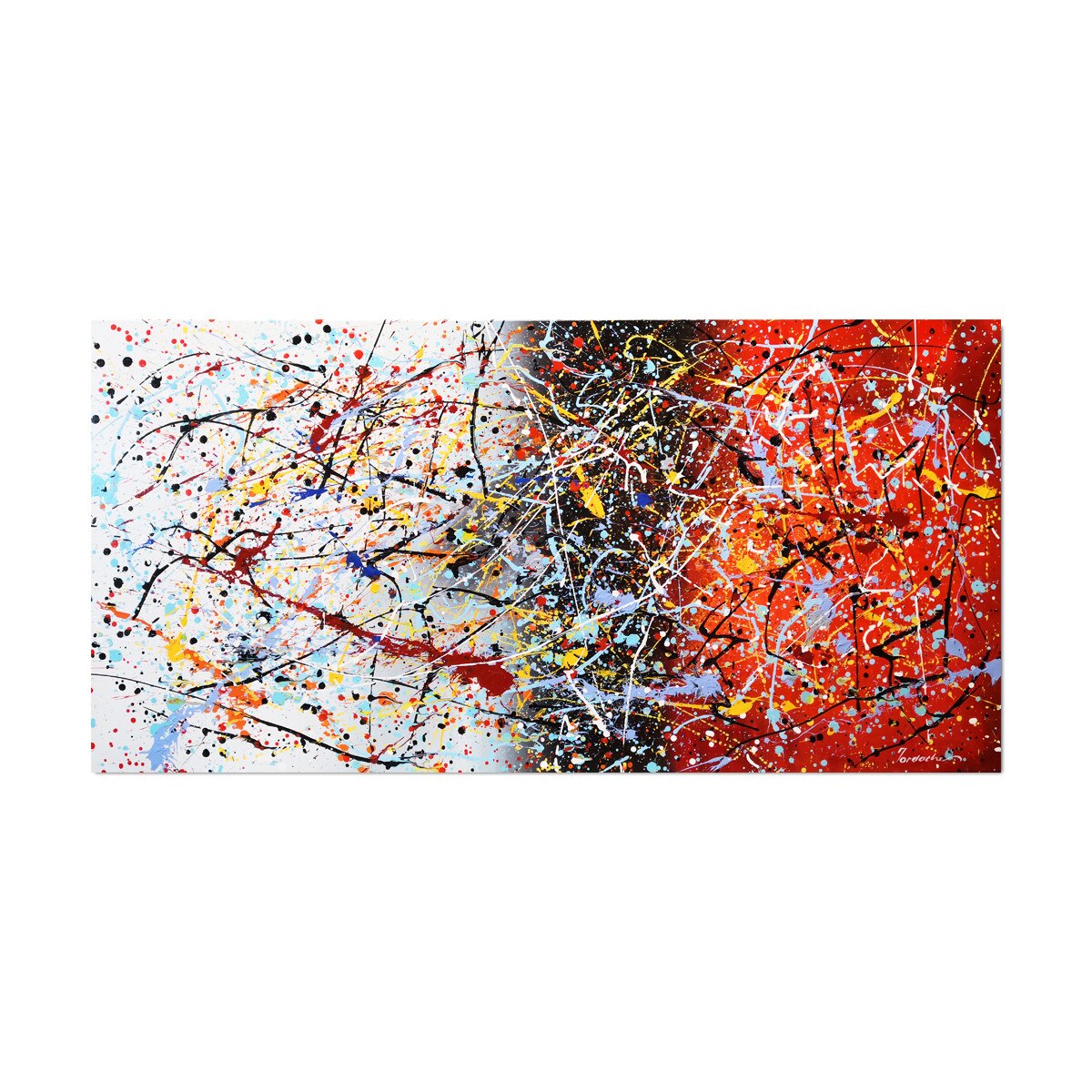 Tablou gigant pictat manual - Improvizatie abstracta (4) - 140x70cm ulei pe panza de in