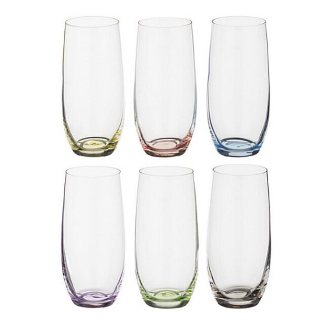 Set 6 pahare BOHEMIA CRISTAL RAINBOW pentru bauturi racoritoare 350ml