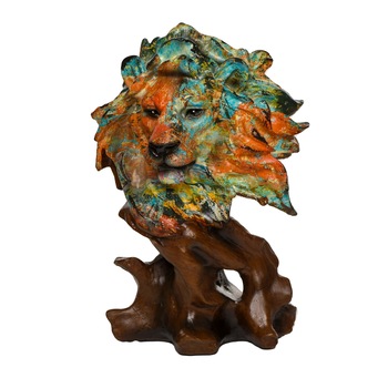 Statueta decorativa Leul 'colorat', realizata manual din rasina, 28 cm Statueta decorativa Leul 'colorat', realizata manual din rasina, 28 cm