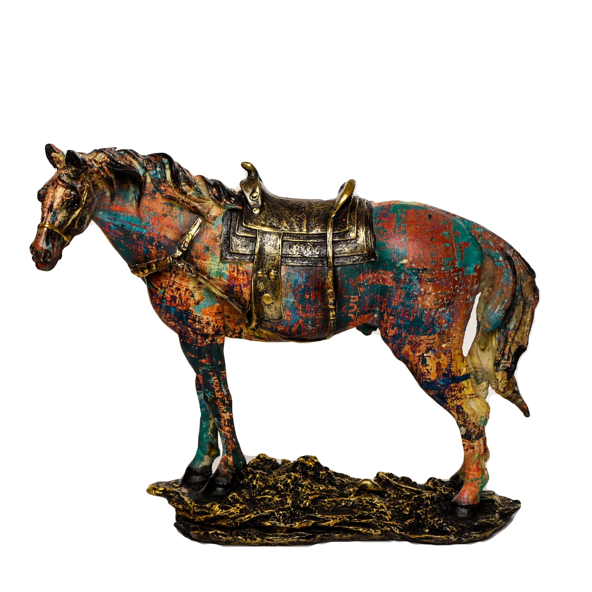 Statueta calul 'colorat', realizata manual din rasina, 26 cm