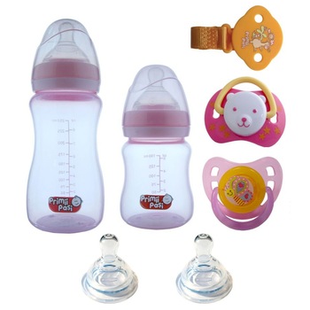 Set starter nou nascut biberoane gat larg, SSNNBGL roz fluture, Primii Pasi Set starter nou nascut biberoane gat larg, SSNNBGL roz fluture, Primii Pasi