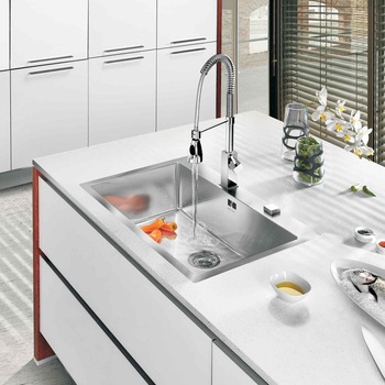 Chiuveta bucatarie inox CookingAid BOX LUX 76, 790*505*200mm cu ventil automat scurgere + accesorii montaj Chiuveta bucatarie inox CookingAid BOX LUX 76, 790*505*200mm cu ventil automat scurgere + accesorii montaj