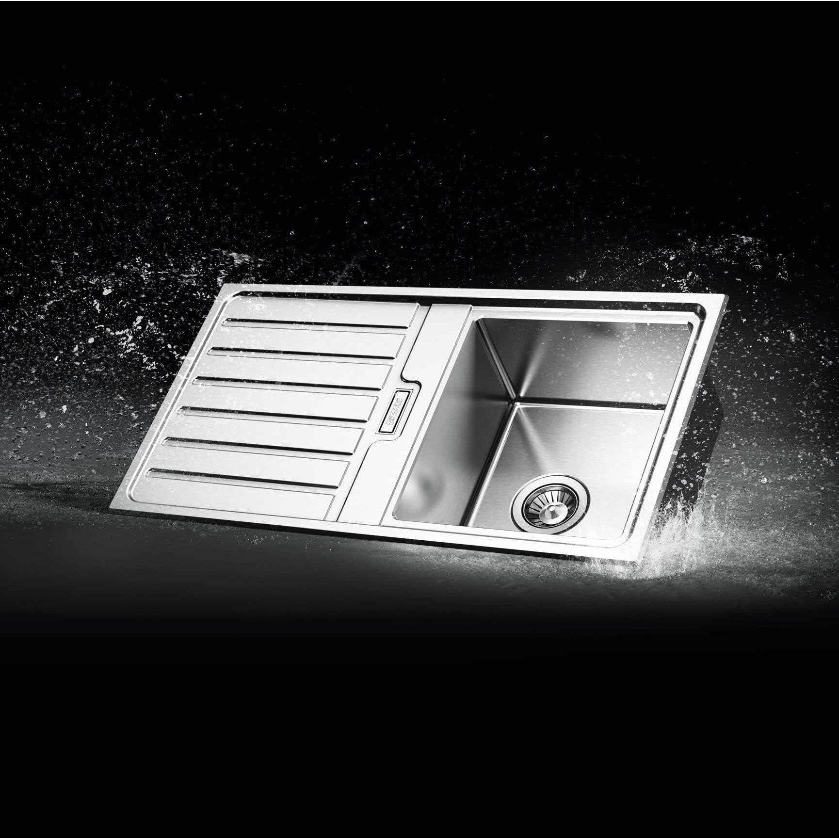 Chiuveta bucatarie inox CookingAid FUSION 80, 800*500*200mm cu picurator, reversibila stanga/dreapta + accesorii montaj