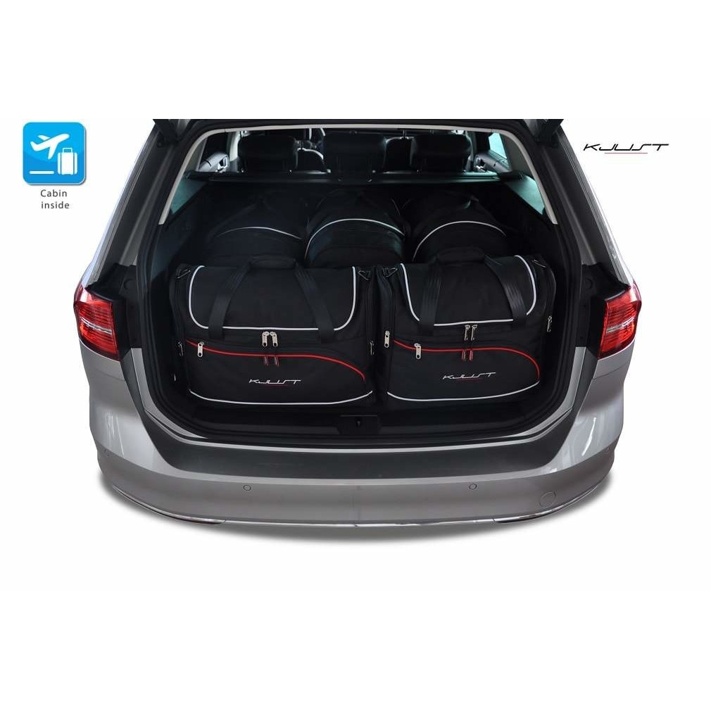 Set genti de lux, trolere premium, pentru orice model de VW, bagaje auto KJust dedicate portbagajului masinii dvs, impermeabile, asimetrice, 4 buc